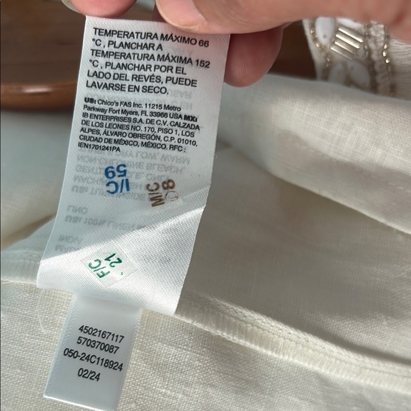 Chico's Ivory Tiered Dress with Beaded Neckline - Picture 5 of 13